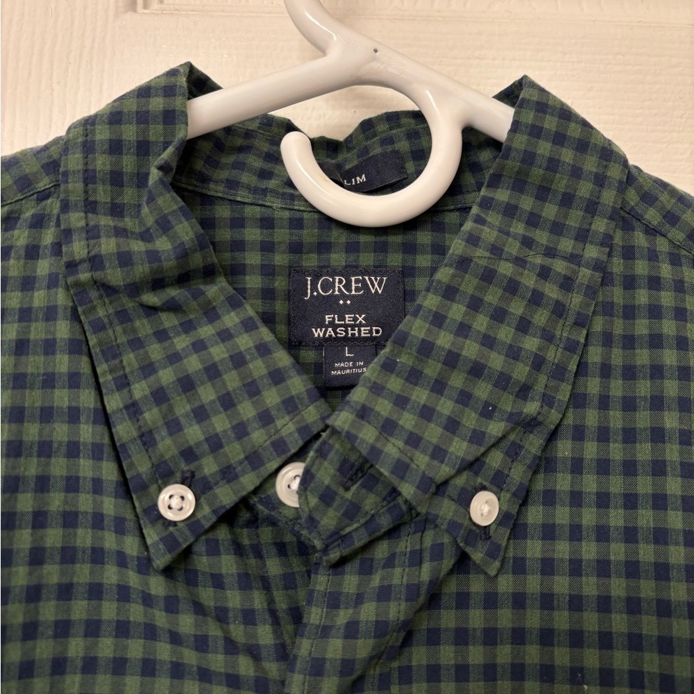 J. Crew Men's Green Checkered Shirt Size L